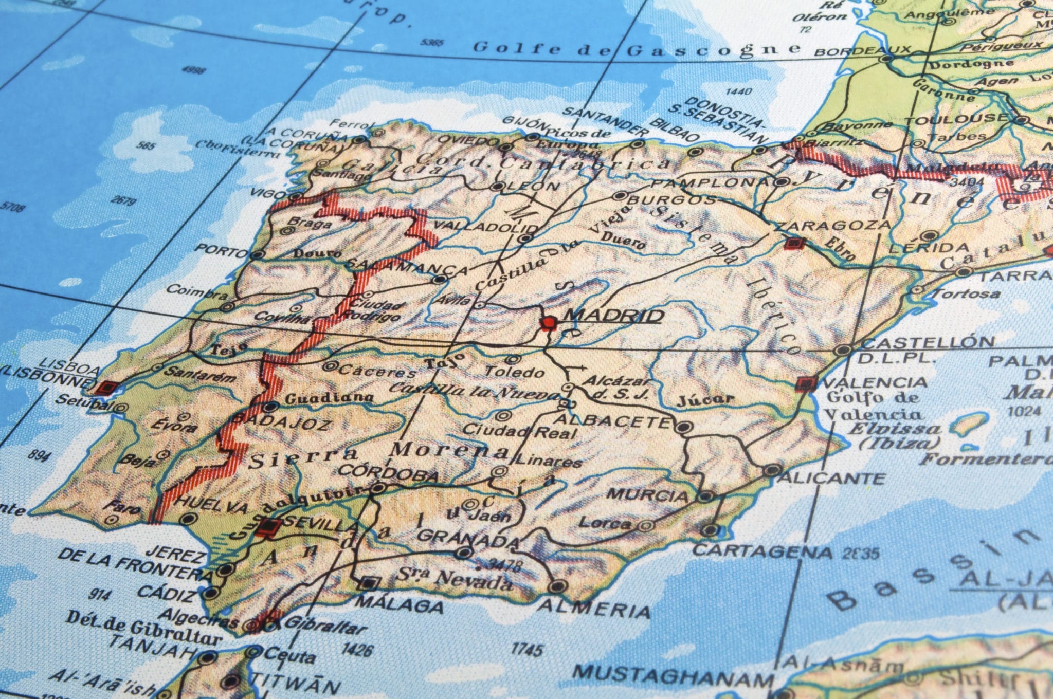 Map of Spain with details of main cities, rivers and mountains.-Spanish class-online super tutors